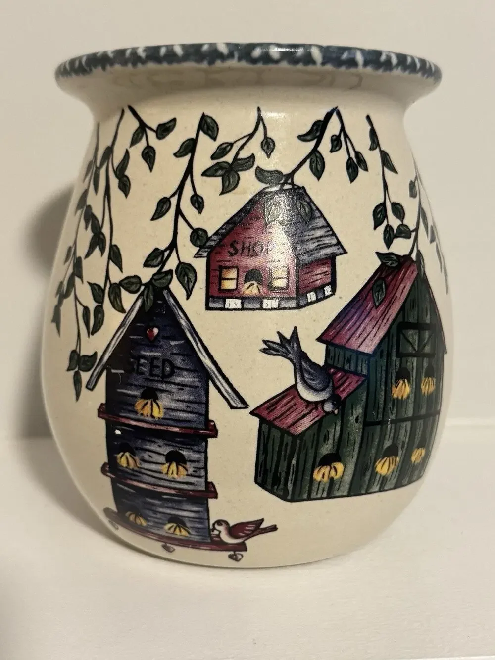 Vintage Cottagecore Crockery Vase Home and Garden Party Birdhouse